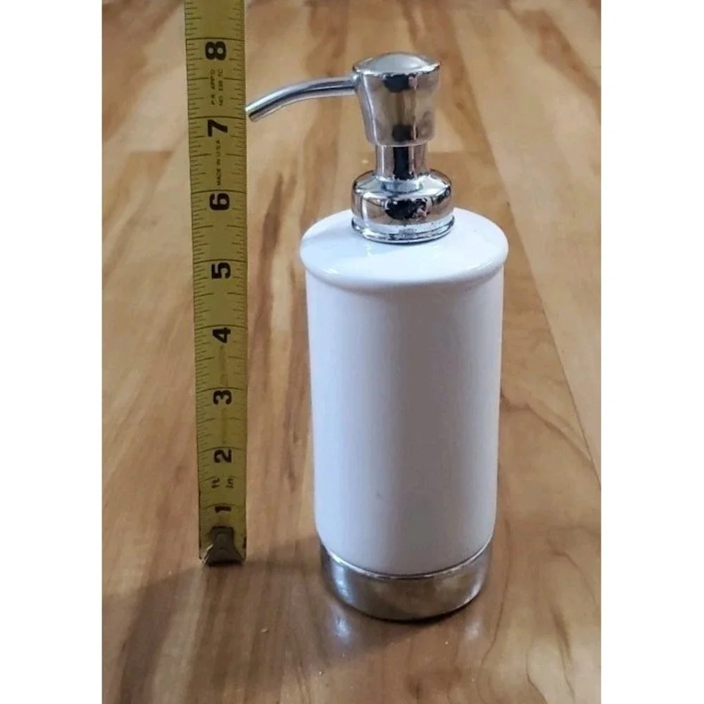 White Silver Ceramic Soap Lotion Dispenser